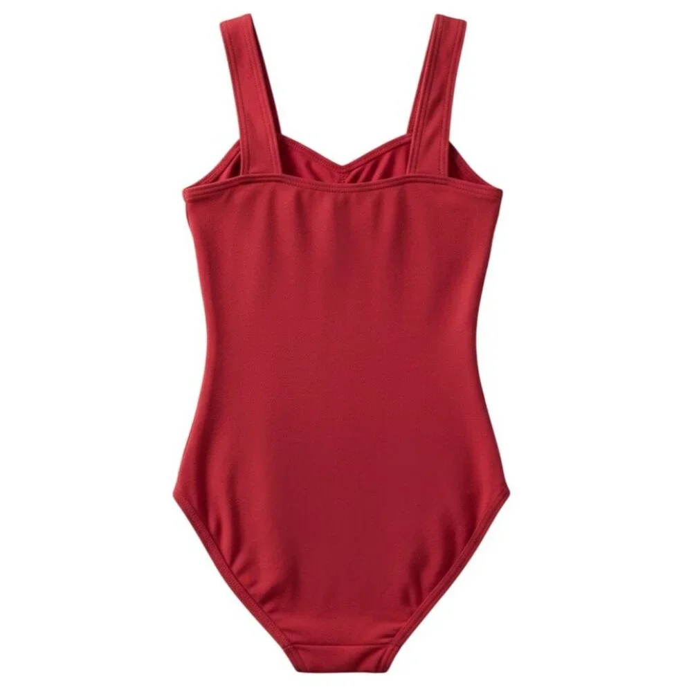 Capezio Childs I 6X-7 Tank Leotard Red Garnet Scoop Neck Dance Lined Cotton Blen